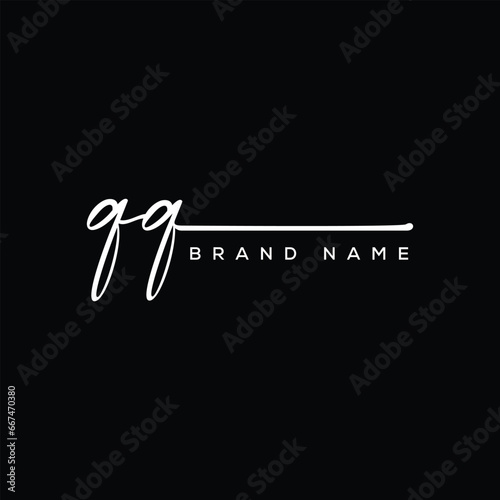QQ letter beauty handwriting vector logo. 