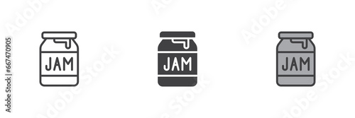 Jam jar different style icon set