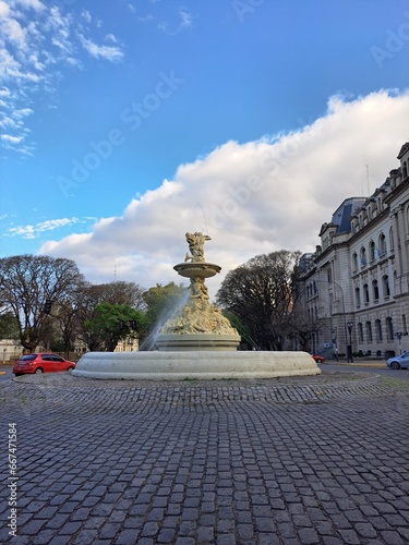 fountain in the park of palace