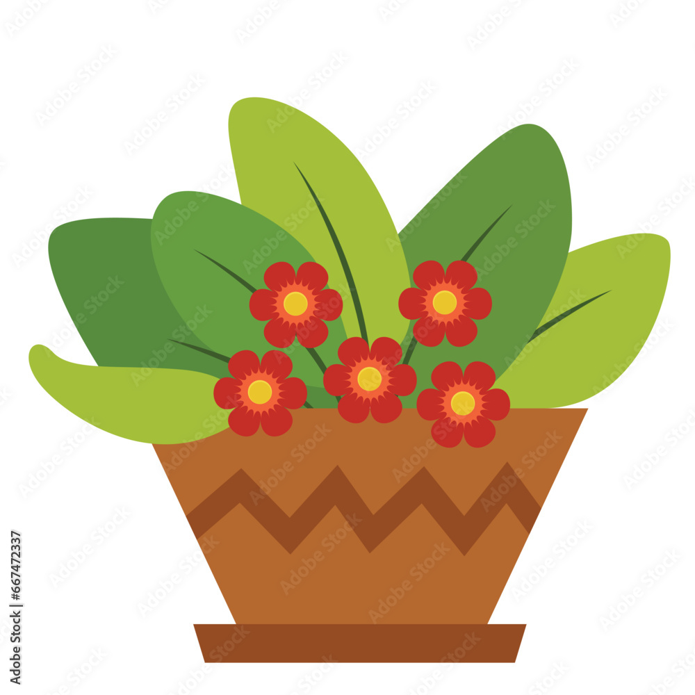 Red Flowerpot Interior Design Element Red Flowerpot Interior Design Element