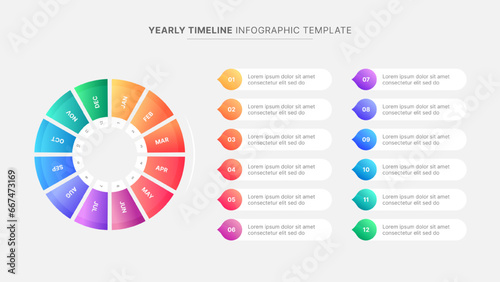 Yearly Timeline Circular Infographic Template with 12 Months photo
