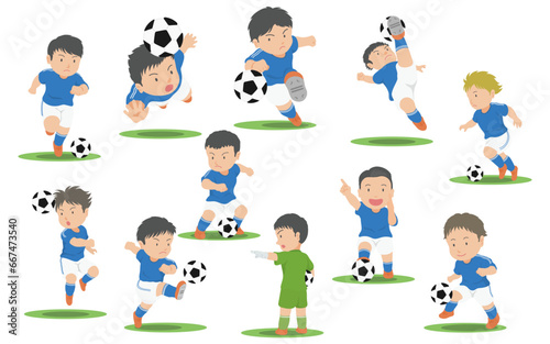 サッカー選手　イラストセット