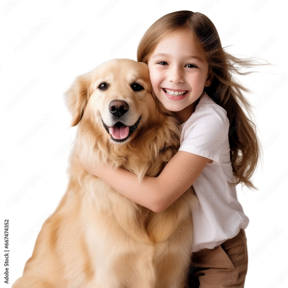 Girl hug her puppy dog
