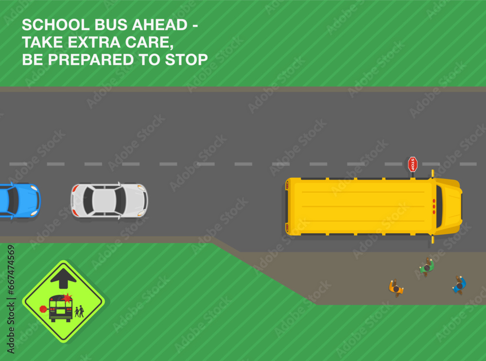 Safe driving tips and traffic regulation rules. Take care, reduce speed