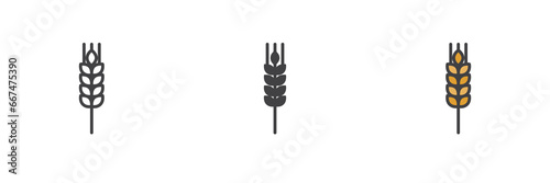Wheat ear different style icon set