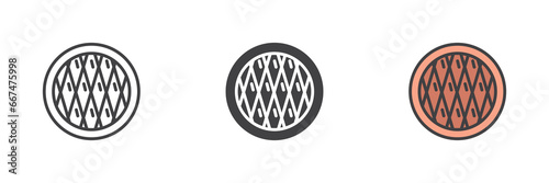 Apple pie top view different style icon set.