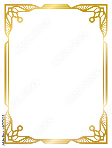  decorative frame , ornament frame , art deco gold vintage frame , line geometric frame , wedding label card png transparent background isolated on white background illustration ready to use