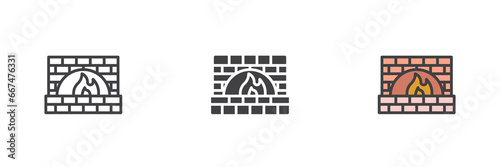 Stone oven different style icon set