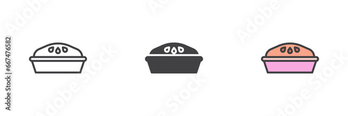 Thanksgiving day pumpkin pie different style icon set