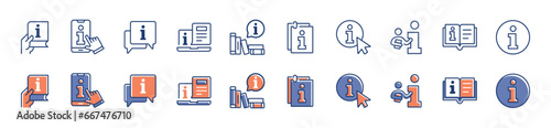 manual information guidebook icon set user help online instruction document vector illustration client faq guidance collection symbol template for web and app