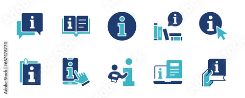 client support information manual icon set user guidebook help instruction document vector illustration