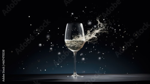  a glass of white wine with a splash of water on it.  generative ai