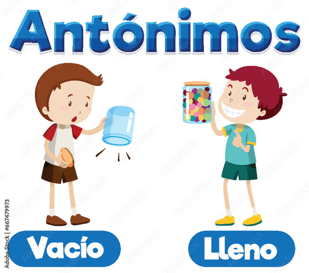 Antonym Word Card: Vacio and Lleno means empty and full Antonym Word Card: Vacio and Lleno means empty and full
