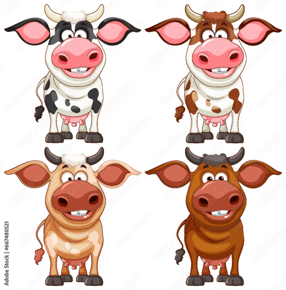 Cute cow cartoon character