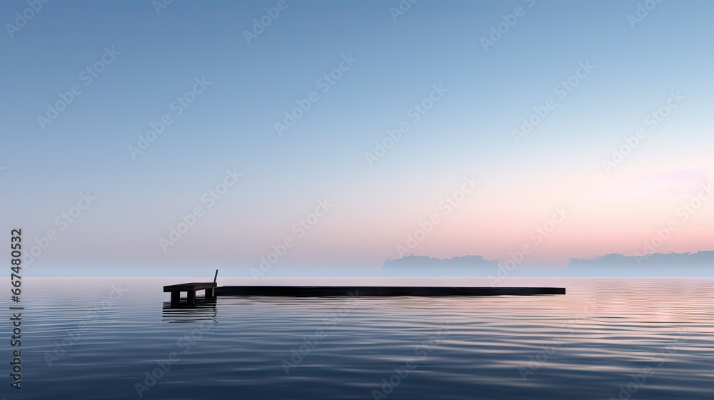  a boat floating on top of a large body of water.  generative ai