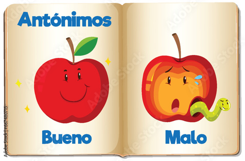 Educational Antonyms Spanish Picture Word Card