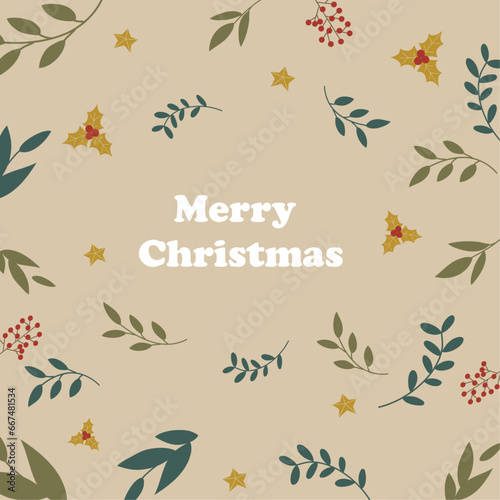 クリスマス柄のベージュ色の背景素材