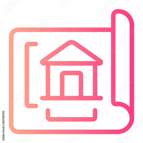 house sketch gradient icon