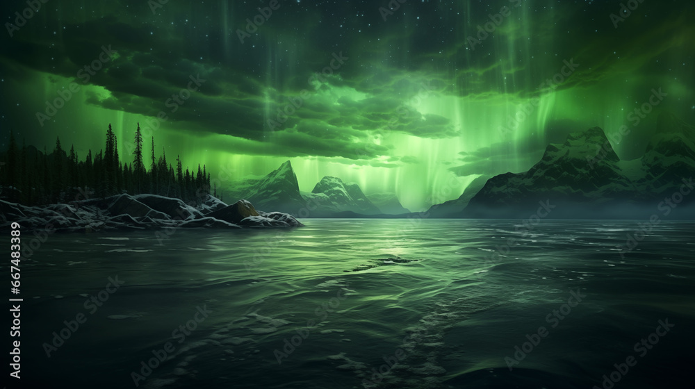 the auroras on the water's surface