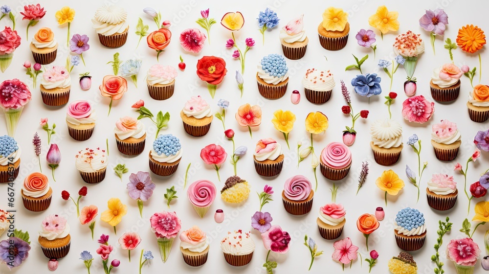  a bunch of cupcakes that are on a table.  generative ai