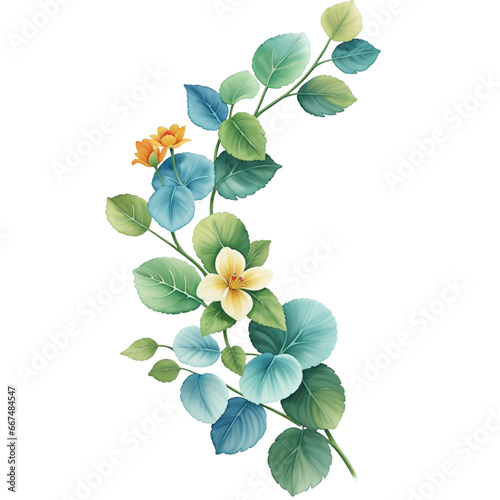 Fototapeta Naklejka Na Ścianę i Meble -  colorful flower branch transparent background