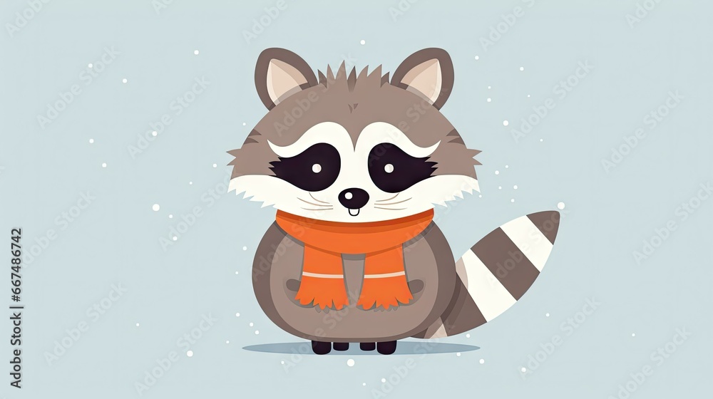  a raccoon wearing a scarf and a scarf around its neck.  generative ai