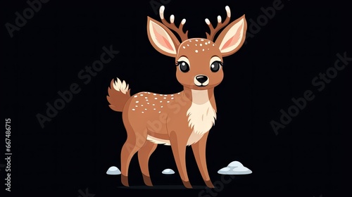  a deer standing in the dark with antlers on it's head.  generative ai © Anna