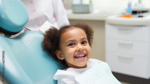 Lovely kid with dentist after repairing teeth