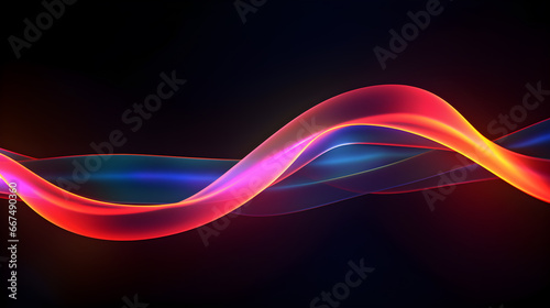 abstract glowing neon wave red pink blue waves on dark background Black Background Line Light Abstract