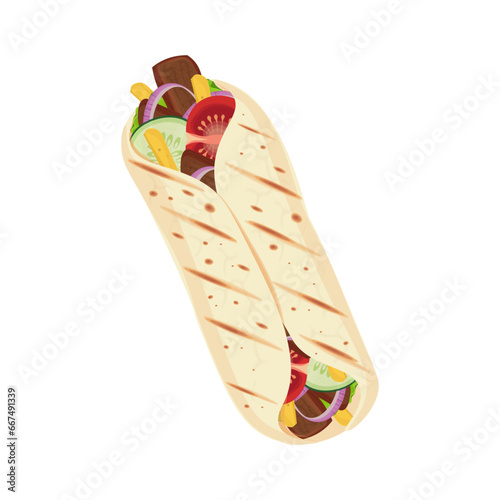 Delicious shawarma isolated illustration logo