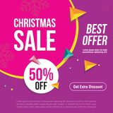 Christmas Sale, Christmas Offer, Christmas Banner, Advertisement, Social Media Post, Web Banner Template, Creative Concept, Graphic Design Element