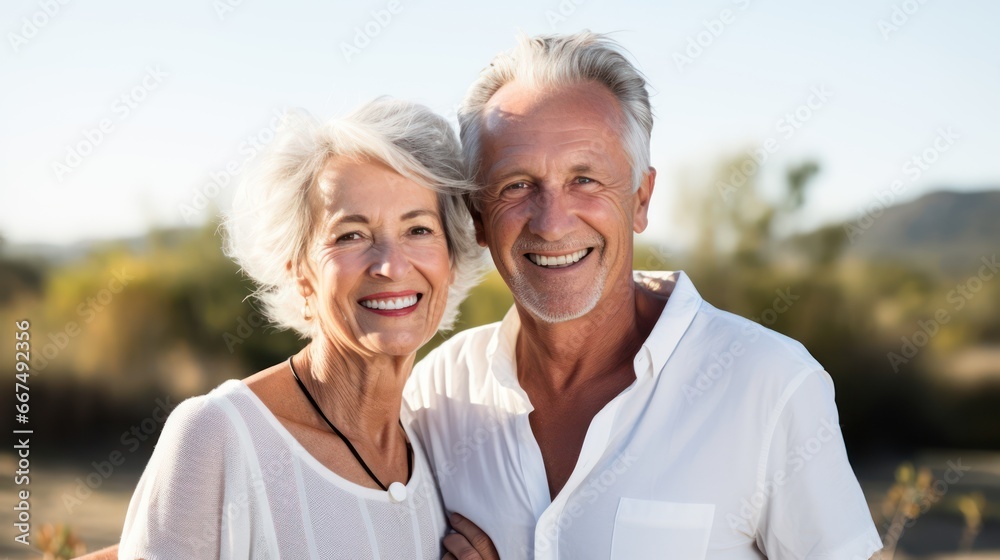 portrait of couple smiling outdoor 
