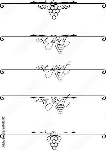 Divider, text break with grape wine brunch decorative element for design
