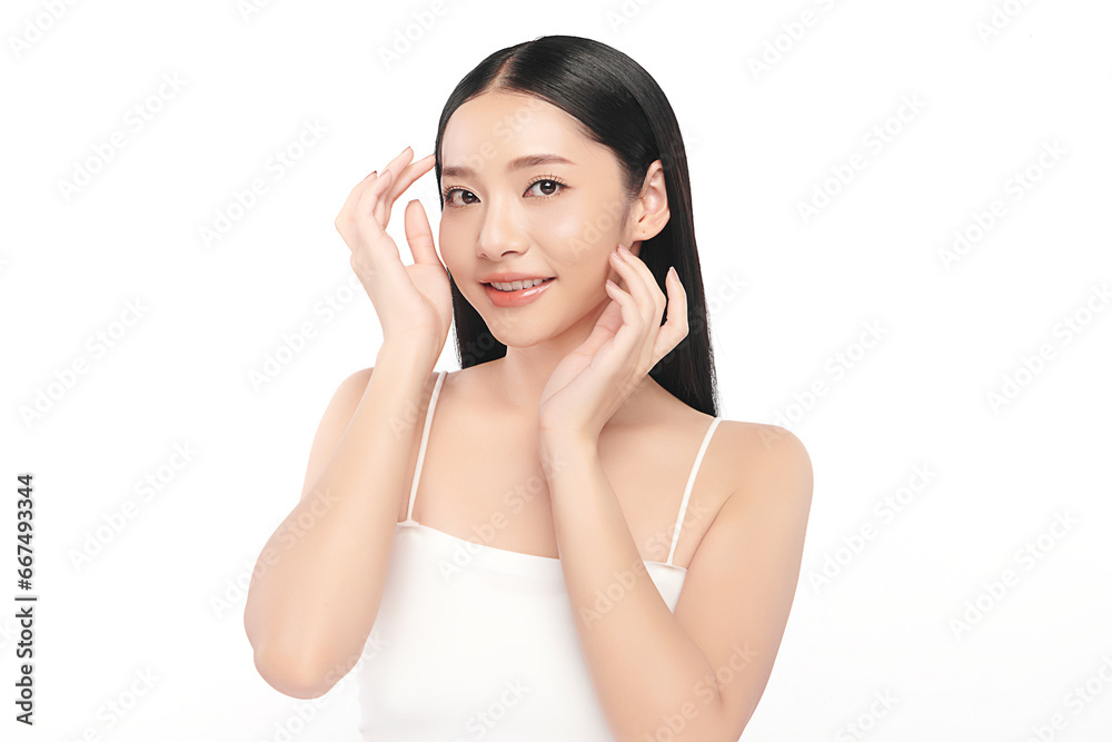 Beautiful young asian woman with clean fresh skin on white background, Face care, Facial treatment, Cosmetology, beauty and spa, Asian women portrait. Beautiful young asian woman with clean fresh skin on white background, Face care, Facial treatment, Cosmetology, beauty and spa, Asian women portrait.