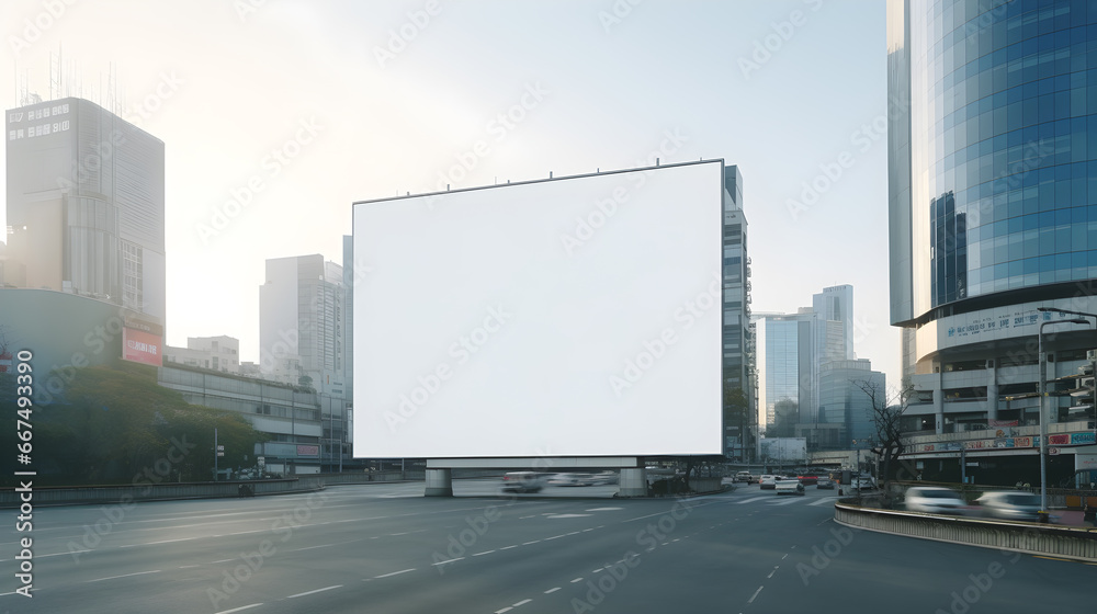 mockup of blank screen advertising at city street