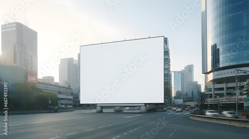 mockup of blank screen advertising at city street