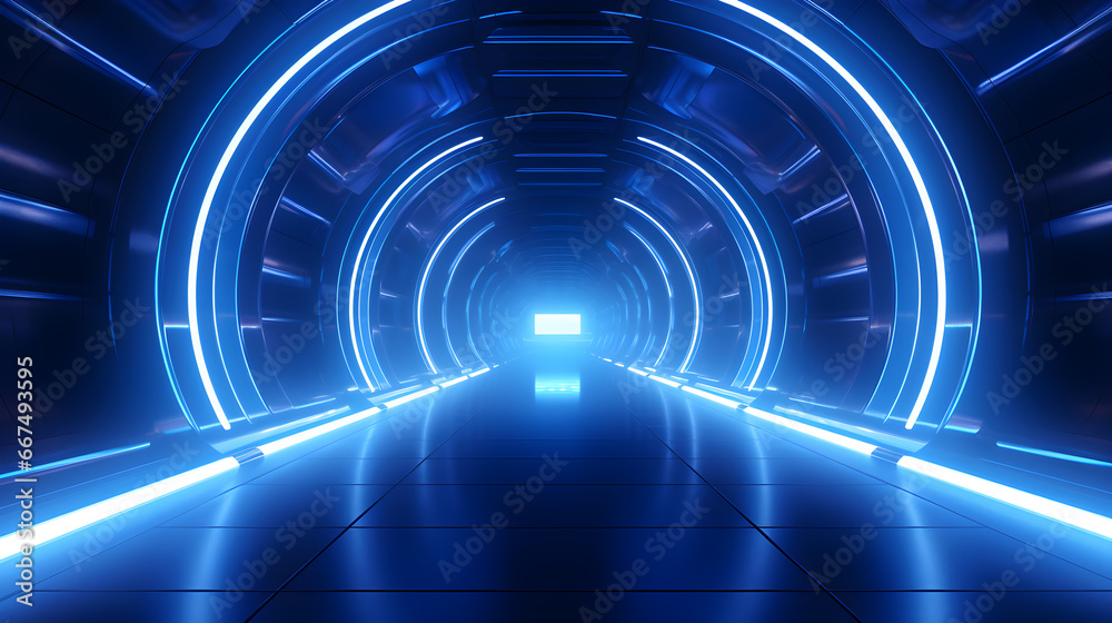 Fototapeta premium infinity neon tunnel background, infinity walkway