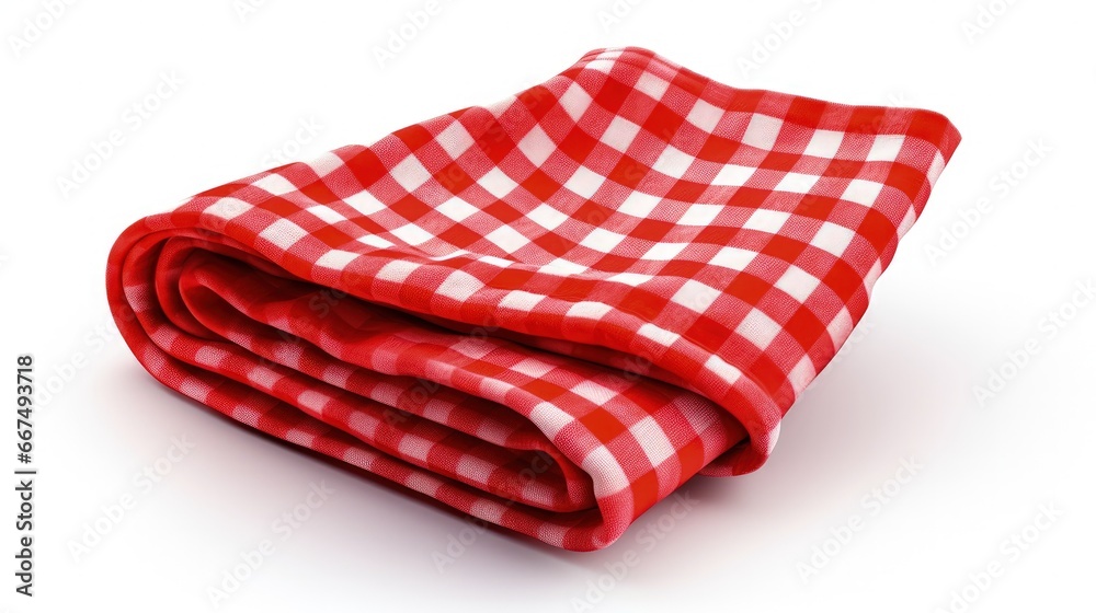 Isolated red checkered picnic cloth food decor Isolated red checkered picnic cloth food decor