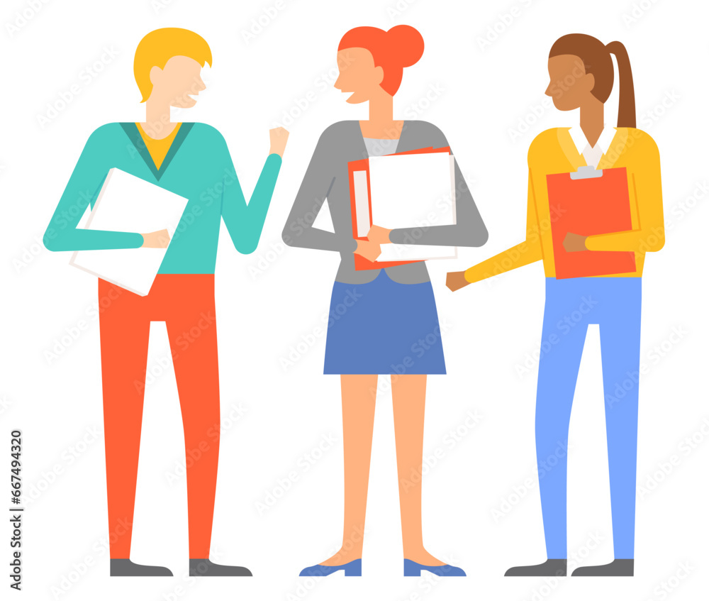 Office people worker. Vector illustration. Brainstorming sessions encourage creativity and innovation among office employees Corporate management plays vital role in guiding and overseeing office