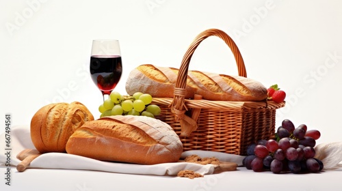 Isolated white picnic baske...