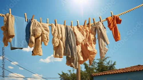 Hanging fresh laundry outside