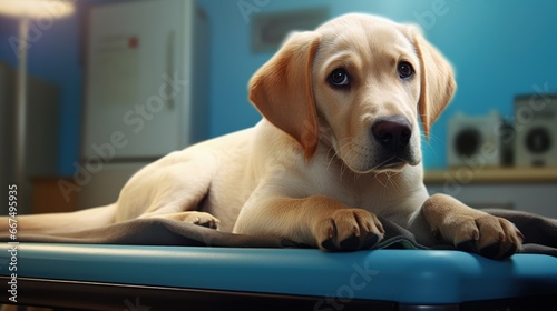 Labrador puppy receiving va...