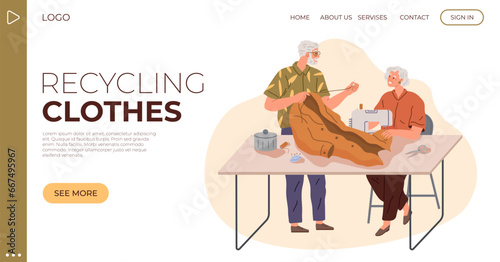 Recycling clothes. Vector illustration. Renewable materials offer sustainable alternatives to traditional fabrics Zero waste fashion aims to eliminate textile waste throughout production cycle