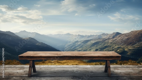 Mountain wooden table focusing selectivity