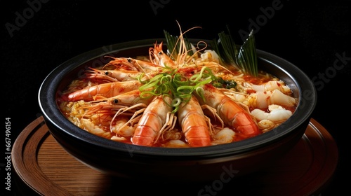 Korean style seafood noodle soup Jjamppong