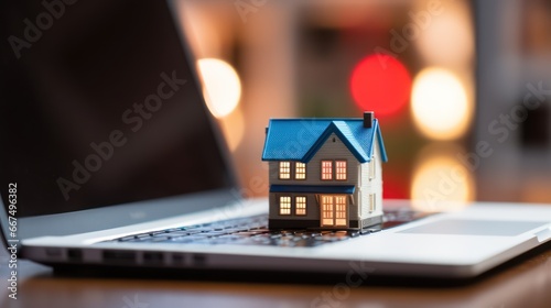 Closeup of house on laptop 