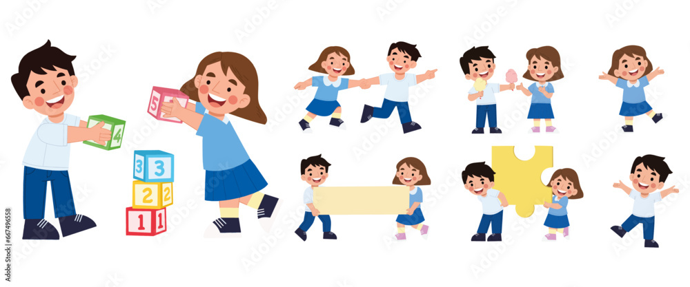 set of children playing character poses collection illustration children's day vector eps set of children playing character poses collection illustration children's day vector eps