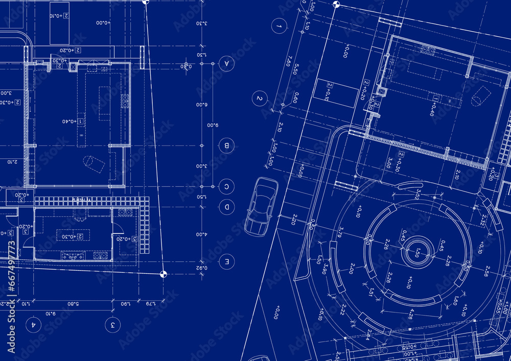 Fototapeta premium Floor plan designed building on the drawing.