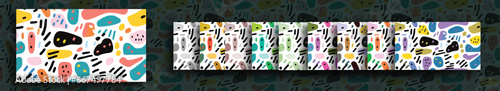 collection of Creative doodle art header with different shapes and textures. Collage. Vector