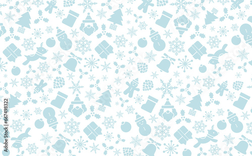 クリスマス柄のシンプルポップでかわいい幾何学パターンの背景素材_白背景